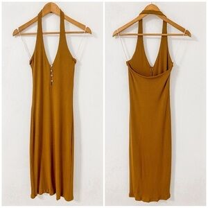Aritzia Wilfred Temperature Halter Midi Ribbed Summer Dress Small